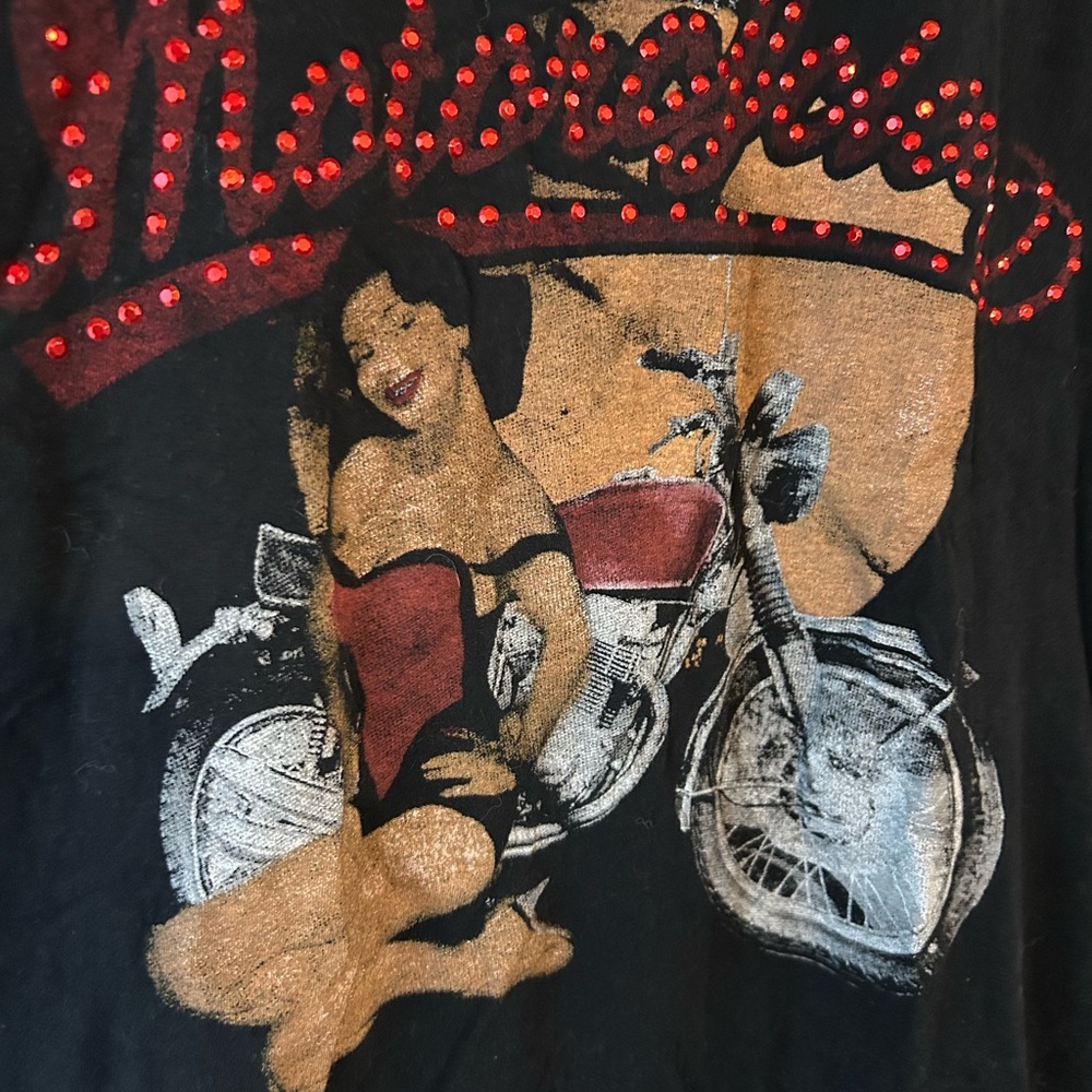 ASOS DESIGN Graphic Oversized T-Shirt‎ Motorcycle Hot Fix in Washed Black - Picture 4 of 5
